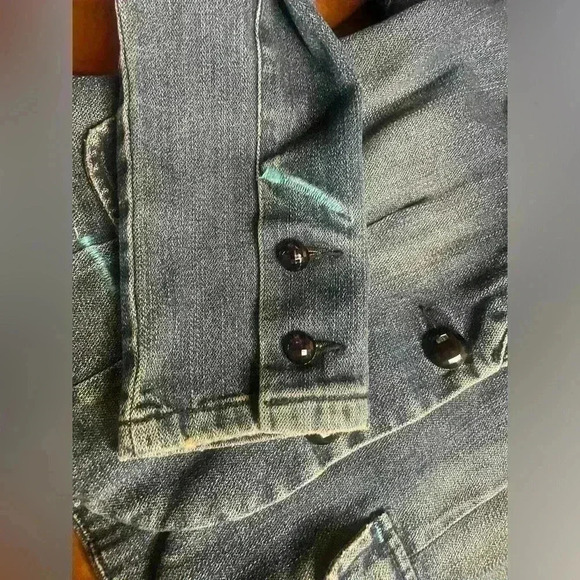 GASP women’s denim blazer embroidered button down sz M never worn - Picture 11 of 13